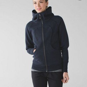 Lululemon Navy Dark Blue Scuba Hoodie Zip Up Classic Cotton Fleece Size 2